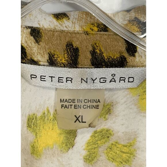 Peter Nygard Womens Blouse Button Down Animal Print Yellow Black XL - Picture 4 of 8